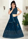 Sea Green Colour Aaradhna Vol 10 Exclusive Wedding Wear Pure Georgette Designer Sequence Thread Work Kids Lehenga Choli Collectioin 149
